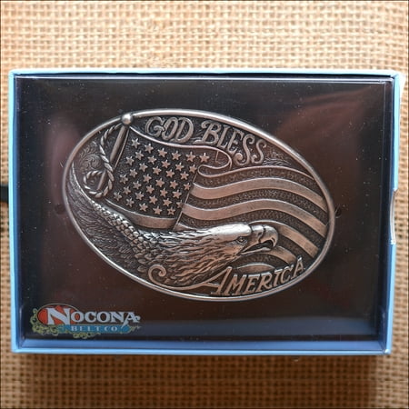 - M&F WESTERN NOCONA GOD BLESS AMERICA EAGLE OVAL BELT BUCKLE