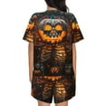thumbnail image 4 of Womens Pajama Sets With Pocket, Halloween Pumpkin Skeleton Lounge Sets Short Sleeve Sleepwear PJ Sets for Women, 4 of 6