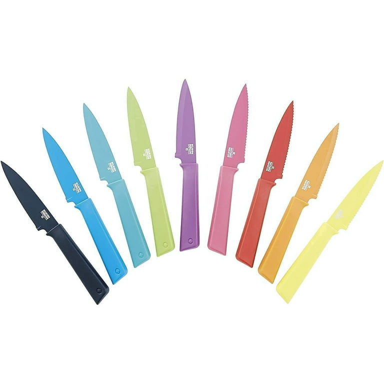 Kuhn Rikon Non-Stick Straight 4-Inch Paring Knife, Set of 3, Red, Orange,  Yellow