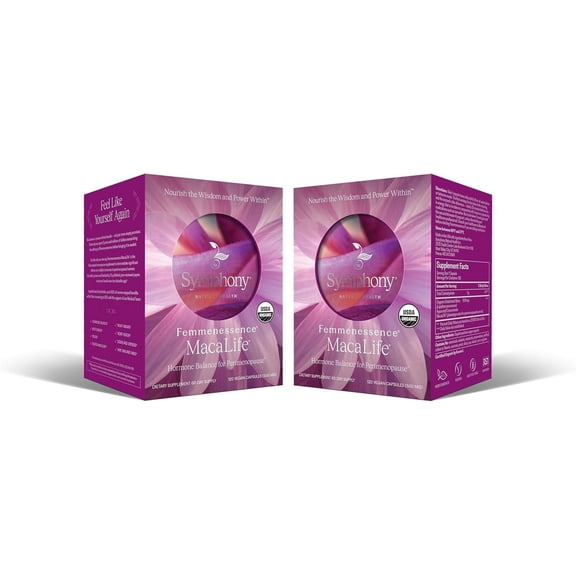 Femmenessence MacaLife – Clinically Proven for Perimenopause, Women’s Natural Hormone Balance Supplements, Relief of Hot Flashes, Night Sweats, Mood Swings, Dryness, 240 Maca Capsules, 120-Day Supply