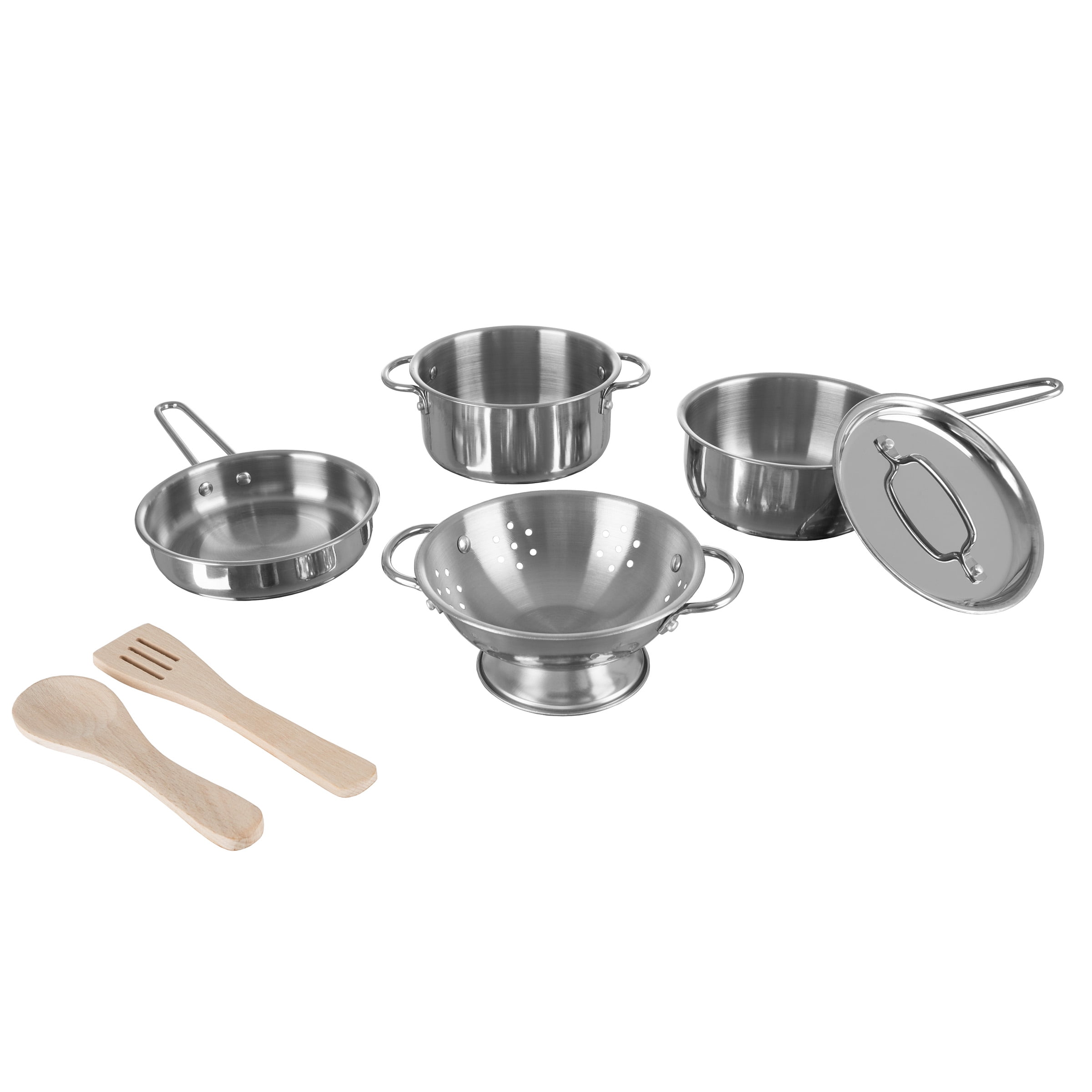 Kids Pots and PansMini StainlessSteel Colander, Pot, Skillet, Sauce