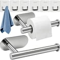 thumbnail image 1 of 2 Piezas Porta Rollos Papel de Baño,6 Piezas Ganchos para Toallas,Acero Inoxidable SUS304 accesorios para baño,portarollos papel higienico,Instalación sin Taladro,Accesorios de Baño Autoadhesivos, 1 of 4