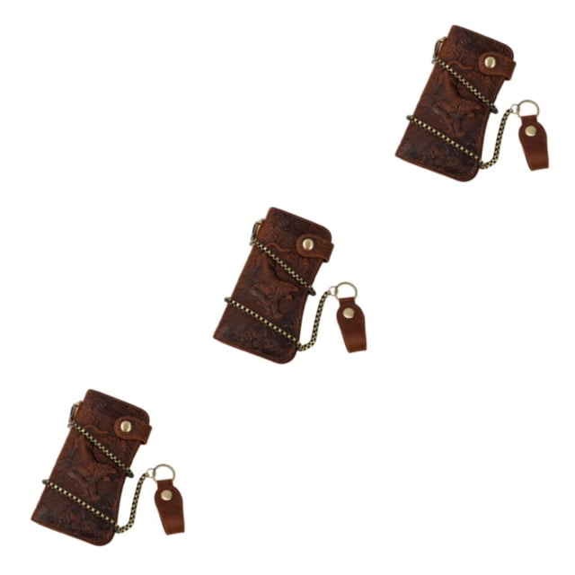 Cartera de cuero Minnieouse para hombre cadena de bloqueo antirrobo con cremallera tarjetero monedero Type1 NO1