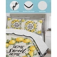 thumbnail image 4 of Quilts Twin Size, Summer Lemon Soft Comforter Bedding Set for Bed, Farmhouse Black Check Plaid Vintage Lightweight Quilted Bedspread with Pillow Cover(2 Pieces) for All Season, 68x86 Inch, 4 of 6