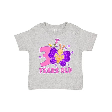 

Inktastic 3 Years Old with Butterfly and Flowers Gift Toddler Toddler Girl T-Shirt