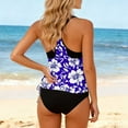 thumbnail image 4 of Viluyesy Womens Swimsuits 2-Piece, Adjustable Strap Prints Tankini with Swim Bottoms Tummy Control Bathing Suits Blue 2XL, 4 of 5