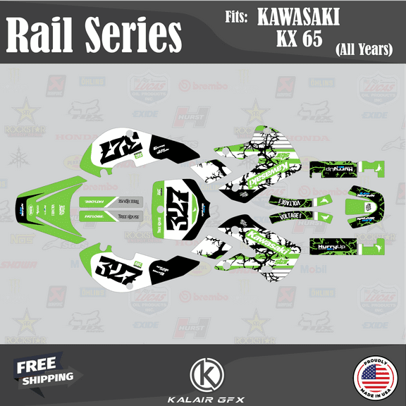 Kalair GFX Graphics Kit for Kawasaki KX65 (1999-2024) Rail Series