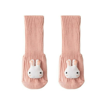 

YWDJ 1-5Y Newborn Infant Boys Girls Cute Cartoon 3D Anti-Slip Socks Pink M