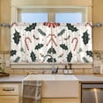 thumbnail image 2 of Yayeee Kitchen Curtains Tier Set of 2 Light Filtering 57"x24" Over Sink Window Panels, White Christmas Holly, 2 of 7