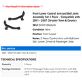 thumbnail image 2 of Front Lower Control Arm and Ball Joint Assembly Set 2 Piece - Compatible with 2001 - 2007 Chrysler Town & Country 2002 2003 2004 2005 2006, 2 of 2