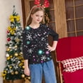thumbnail image 6 of YUNAFFT Girls Christmas Print Casual 3/4 Sleeve Round-Neck Blouses & Shirts Cotton-Like Comfort Fit Elastic 4-14Y, 6 of 7