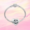 thumbnail image 2 of 925 Sterling Silver Charm Women Bracelets Necklace 3D Rose Flower Love Heart Charm Women Bracelet Charm, 2 of 6