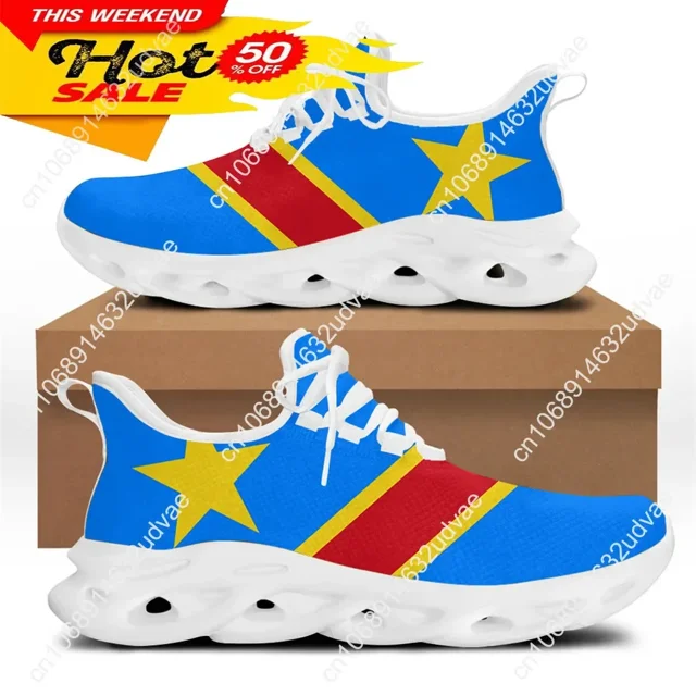 Zapatos casuales con diseño de la bandera de la República del Congo para hombre, zapatillas planas con cordones, resistentes al desgaste, tenis masculinos