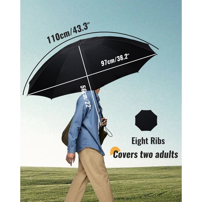 Chakipee Compact Travel Umbrella, 97cm Span, Black photo 8
