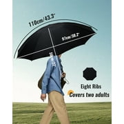Chakipee Travel Compact Umbrella Windproof - Portable Automatic Umbrellas for Rain,8 Ribs Folding Umbrella,Portable 210T Fabric 97cm Span,Black