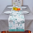 thumbnail image 4 of Table Runner Dresser Scarves 90 Inch Long, Coastal Starfish Seahorse Anchor Lighthouse Linen Dining Table Runners Teal Vintage Nautical Tabletop Scarf for Wedding Holiday Party Kitchen, 4 of 7