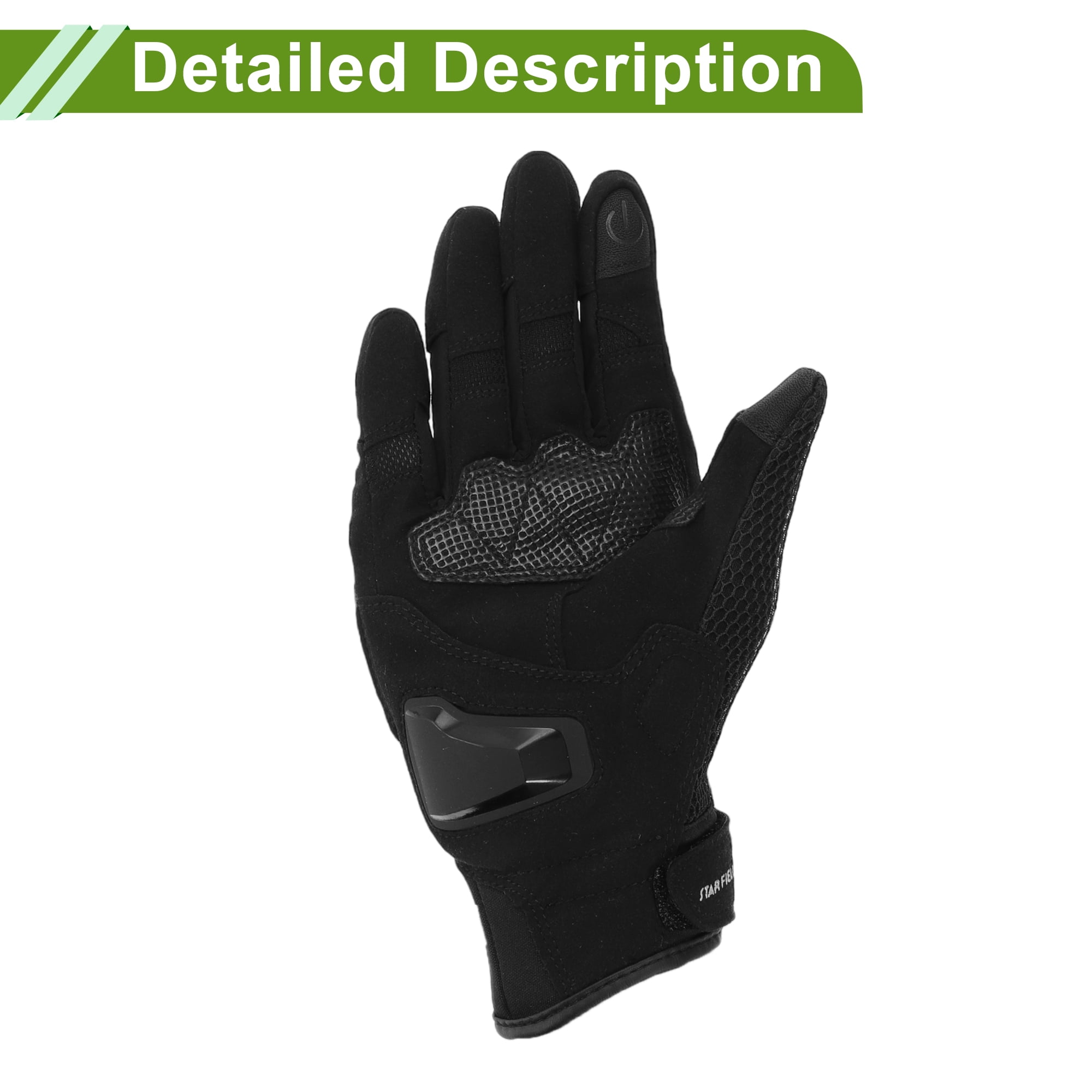 Unique Bargains S Motorcycle Gloves Breathable Full Finger Gloves Leather Outdoor Gloves Black 1 Pair