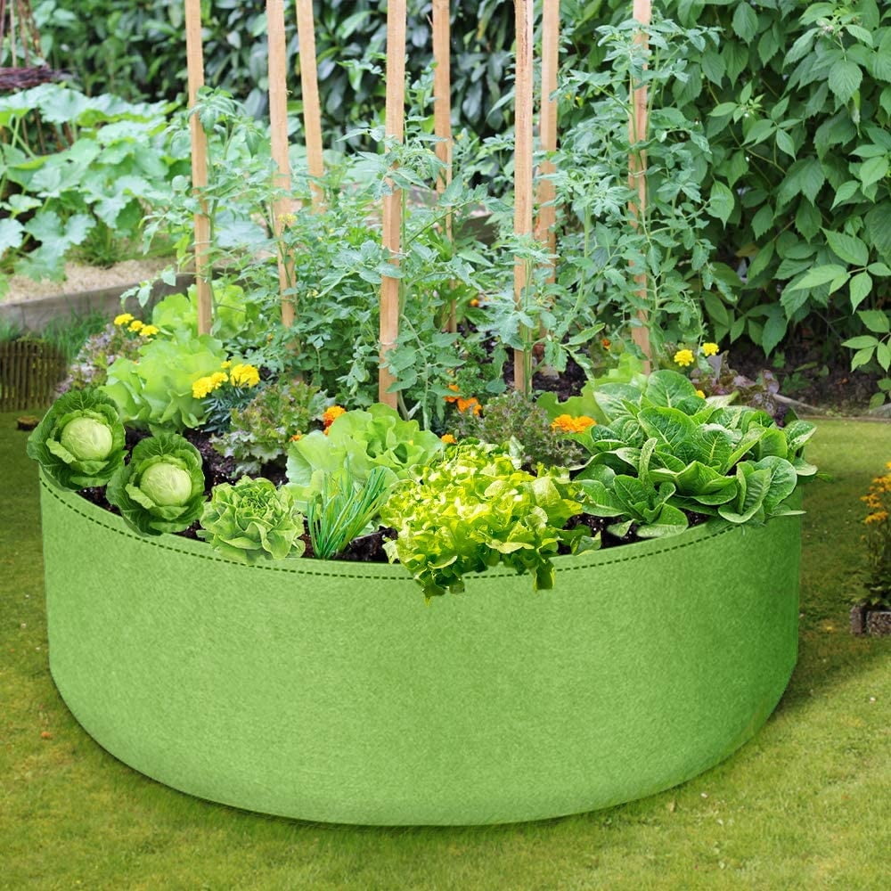 Garden Raised Fabric Bed Planting Flower Plant Elevated Vegetable Grow Bag Round 