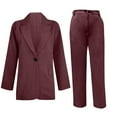 thumbnail image 6 of Aofany Two Piece Sets for Women Dressy Long Sleeve Button Blazer Jacket and Straight Leg Pants Suit Buisness Casual Outfits, 6 of 7