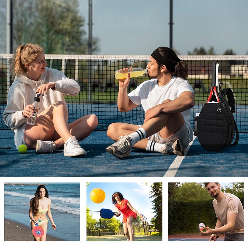 Tennis Bag, Quilted Tennis Backpack Holds 2 Rackets, Waterproof Crossbody Sling Pickleball Bags For Women, Men And Youth