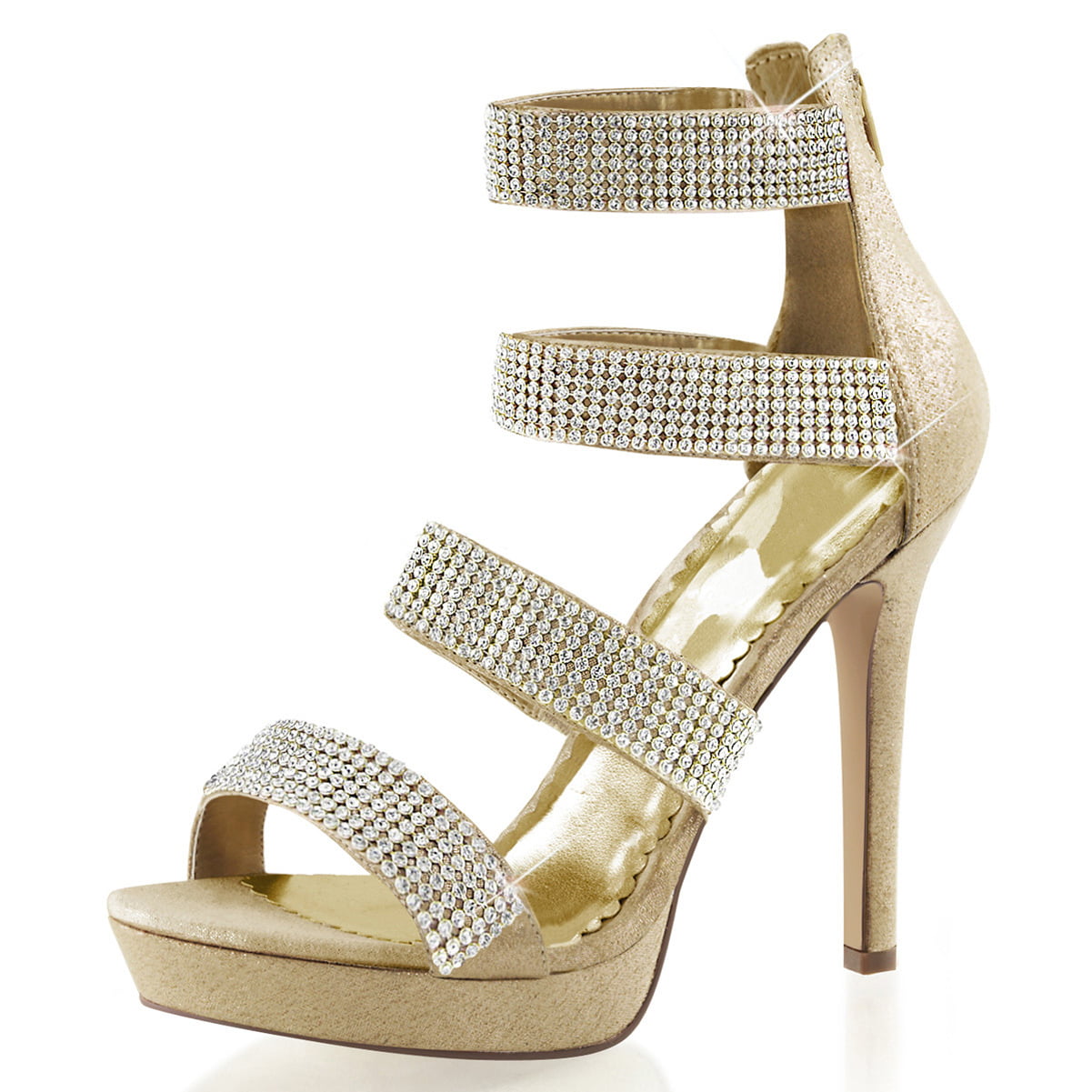 4 inch gold strappy heels