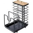 thumbnail image 1 of Cutting Board Organizer Holder Knife Block Holder Pot Lid Rack Drying Rack with Draining Tray Kitchen Countertop Cabinet Pantry Bakeware Black, 1 of 4