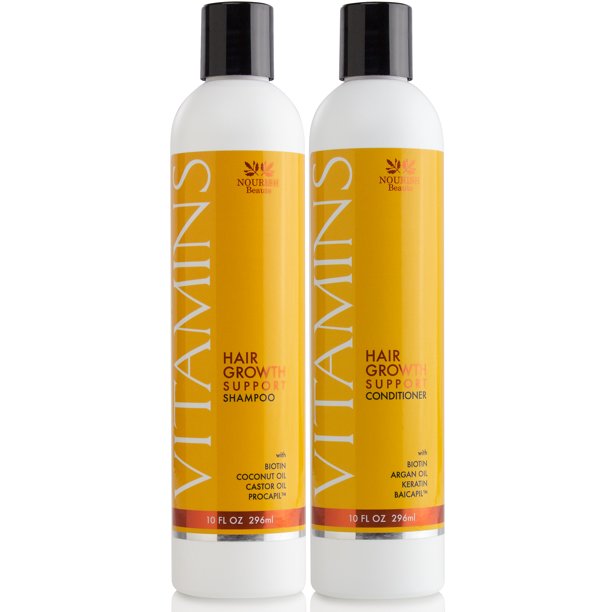 Nourish Beaute Natural Hair Growth Vitamins Shampoo and Conditioner