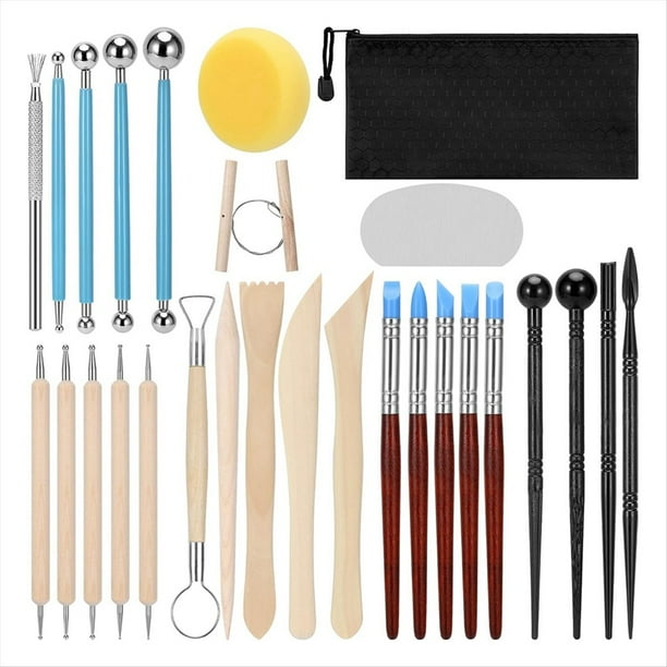 Kit de Herramientas para Arcilla, 28 Piezas de Arcilla de Secado Al Aire para Cerámica, Kit de Herramientas para Esculpir Arcilla Polimérica.