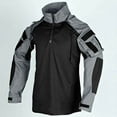thumbnail image 4 of Handshe Men's Solid Color Outdoor Tactical Training Long - Sleeved Stand - Up Collar Sports Top T - shirt, 4 of 7