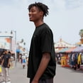 thumbnail image 4 of Dalix Lil Alien Heavyweight Pigment Dye Tee Short Sleeve Cotton Shirt Mens in Black M Medium, 4 of 5