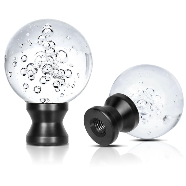 Lamp Finials Benaep Crystal Clear con base de cromo pulido, 2 unidades