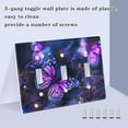 thumbnail image 4 of 2 Gang Switch Covers Butterflies in Blue Light Wall Plate Home Faceplate Switch Plates 4.56”x4.48”, 4 of 8
