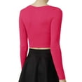 thumbnail image 3 of J. METHOD Women's Long Sleeve Scoop Neck Crop Top Solid Basic Casual Cropped T Shirts NEWT19 Coral L, 3 of 6