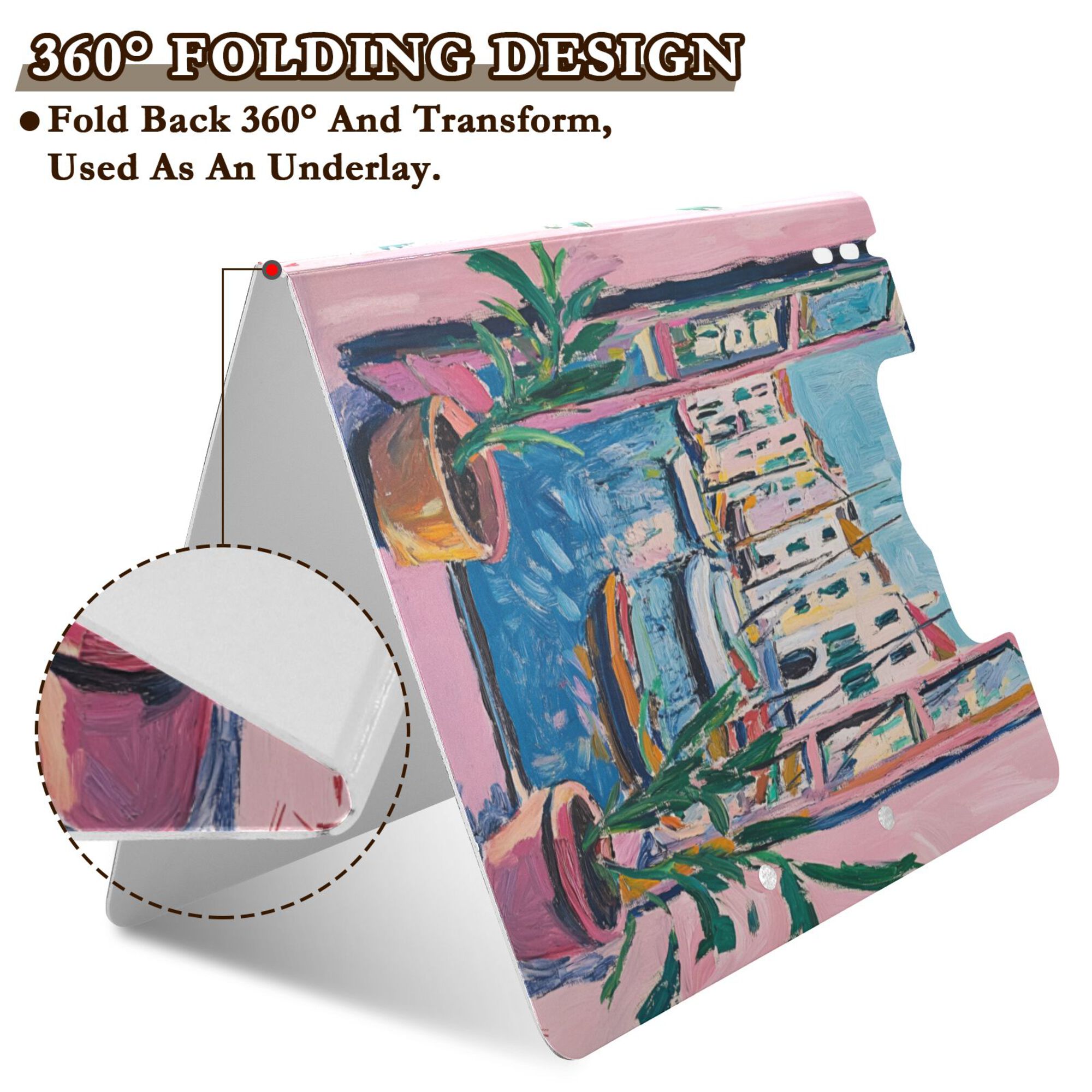 FORMRS A4 Clipboard Folder with Pen Holder Horizontal Foldable School Office Binder, Blue Plants Window