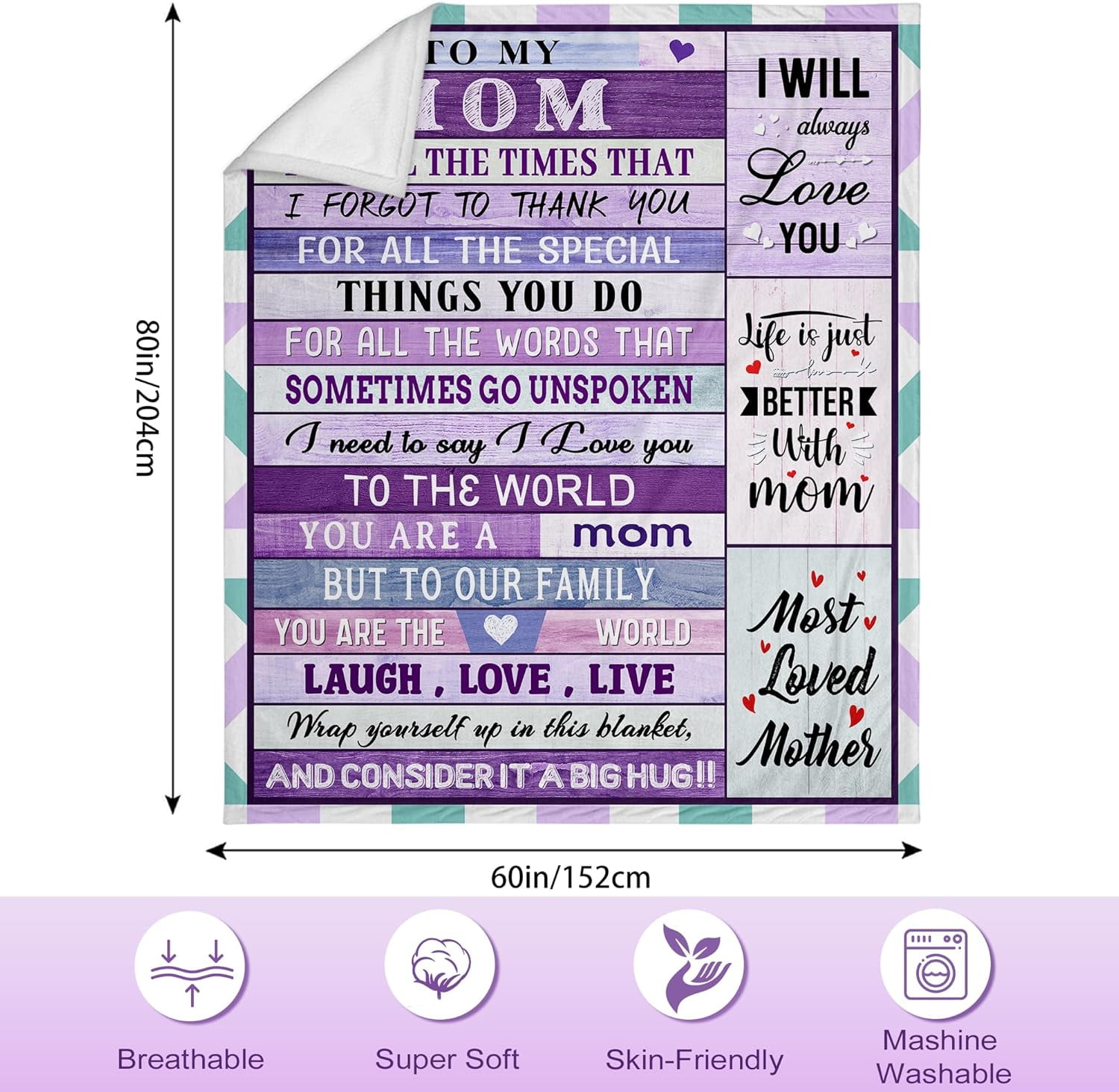 Gifts for Mom, Mom Gifts from Daughter Son, Unique Mom Birthday Gifts, Birthday Gifts for Mom, Best Mom Gifts Ideas, First Time/New Mom Gifts, Mom Christmas Valentine''s Day Gifts, Mom Blanket 80"x60"