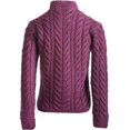 thumbnail image 5 of Aran Button Neck Merino Wool Cardigan Women's Irish Asymmetrical Multi Cable Knitted Sweater Made in Ireland, 5 of 6