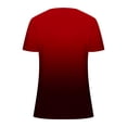thumbnail image 4 of Itsame Women's T-shirt, Button-up V Neck Short Sleeve Fashion Gradient Casual Summer Tops Red, 4 of 5