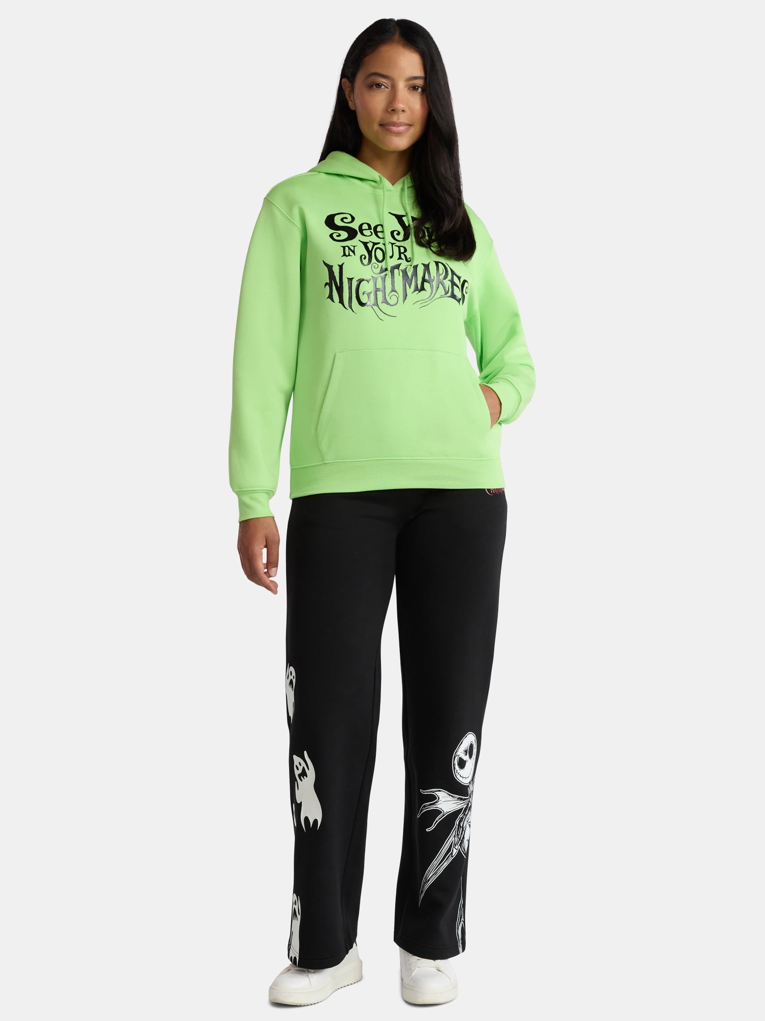 Nightmare Before Christmas Women's Glow In The Dark Graphic Fleece Jogger Pants, Sizes XXS-XXL