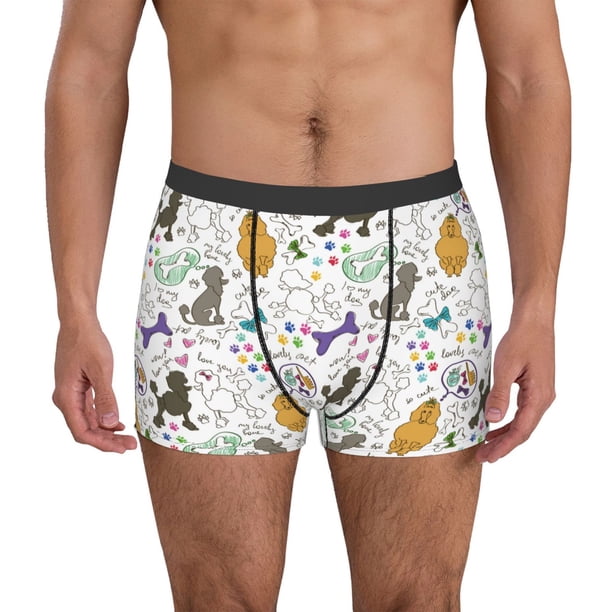 Balery Colorful Poodle Dog Calzoncillos bóxer para hombre, ropa interior de algodón suave y transpirable con cinturilla de nailon-Small
