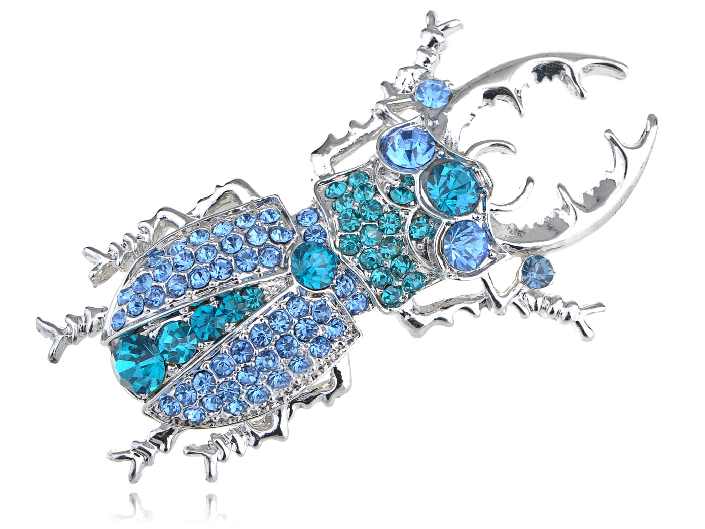 Silver Crystal Rhinestone Beetle Bug Insect Animal Halloween Jewelry Pin Brooch