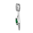 thumbnail image 2 of Auriga Fine Jewelry 14K White Gold Lab Grown Diamond and Created Emerald Dangle Pendant for Women (L-23.35mm), 2 of 5