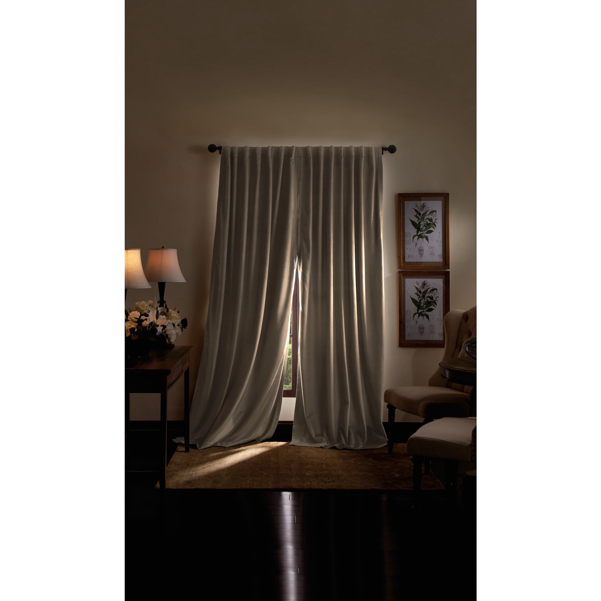 Martha Stewart Lucca Velvet Curtain Panel Pair, Linen, Back Tab, Blackout,  Lined, Indoor, Adult, 2 Piece Set, 50" x 95"