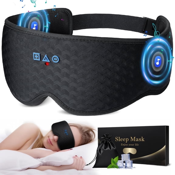 FACEMOON Sleep Mask with Bluetooth 5.4 Headphones – 100% Blackout, 3D Contoured, Eyelash Free