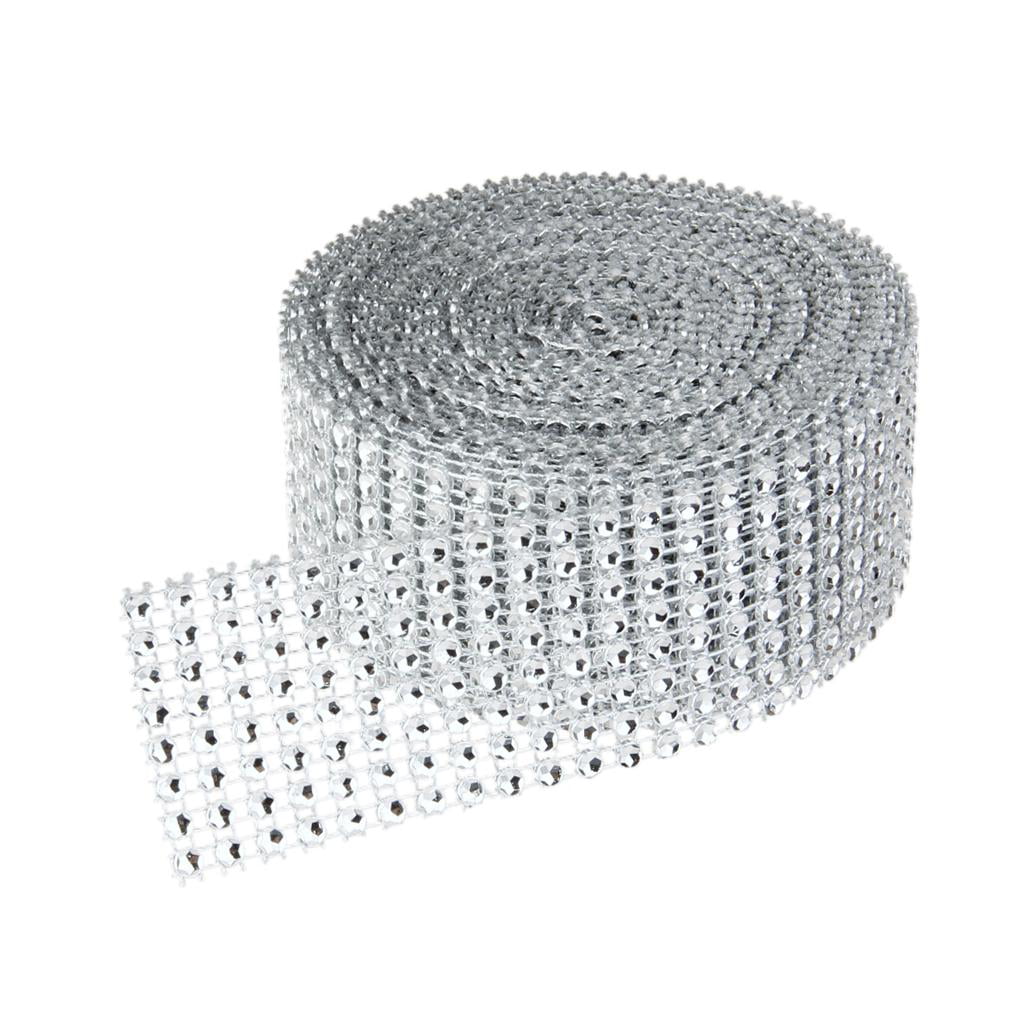 8-row DIY Characteristics Rhinestones Chain Silver Mesh Wrap Ribbon Applique 