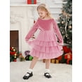 thumbnail image 4 of IDOPIP Toddler Baby Girls Christmas Velvet Dress Ruffle Tulle Gown Fall Winter Wedding Party Dresses, 4 of 10