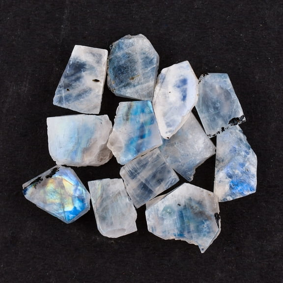 50 carats Natural Raw Rainbow Moonstone Rough Crystal Gemstone, Chakra Healing Crystal and Gemstone, Birthstone Crystal for Jewelry Making Supplies, Birthday Gift, DIY Crafts, Loose Gemstones