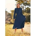 thumbnail image 3 of PRETTYGARDEN Women's Spring Fall Midi Dress Casual Long Sleeve V Neck Swiss Dot Pleated A Line Flowy Dresses, 3 of 6