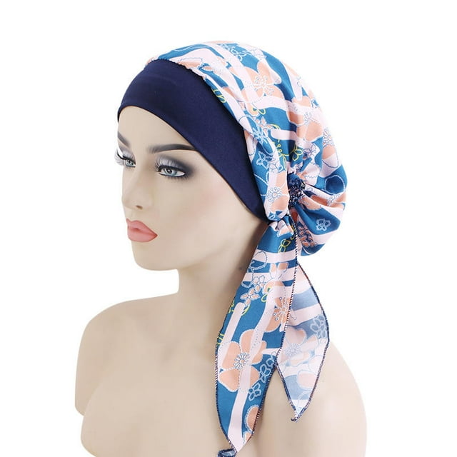 Design Wrap Style Instant Turban Headscarf, Pre-tied Combed Cotton Scarf for Women
