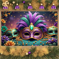 thumbnail image 5 of Purple Feather Mardi Gras Banner Gold Accent Carnival Display Green Bead Glittery Design Festive Backdrop for Mardi Gras Party Carnival Celebration Festive Event, 5 of 9