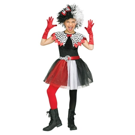 Dalmatian Diva Child Cruella De Vil Villain Halloween Costume